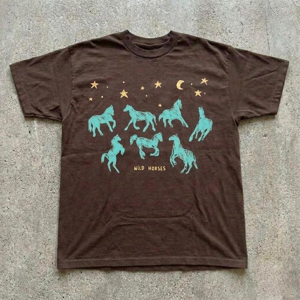 Brown Wild Horses Graphic Tee - Picture 1 of 4